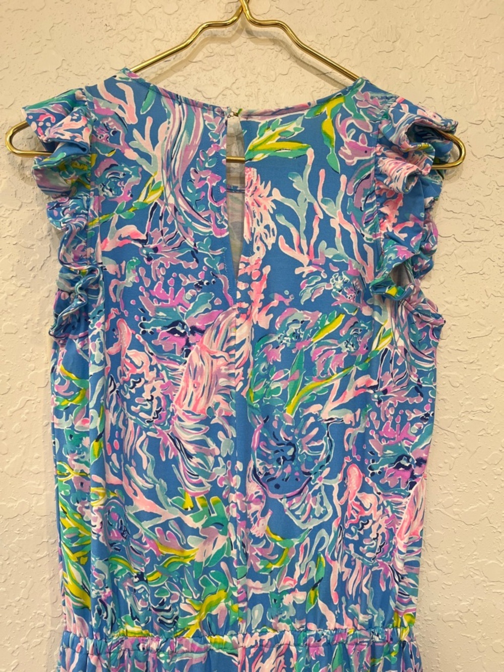 Lilly Pulitzer Patsi Romper All Together Now Print Blue Pink - Picture 5 of 12